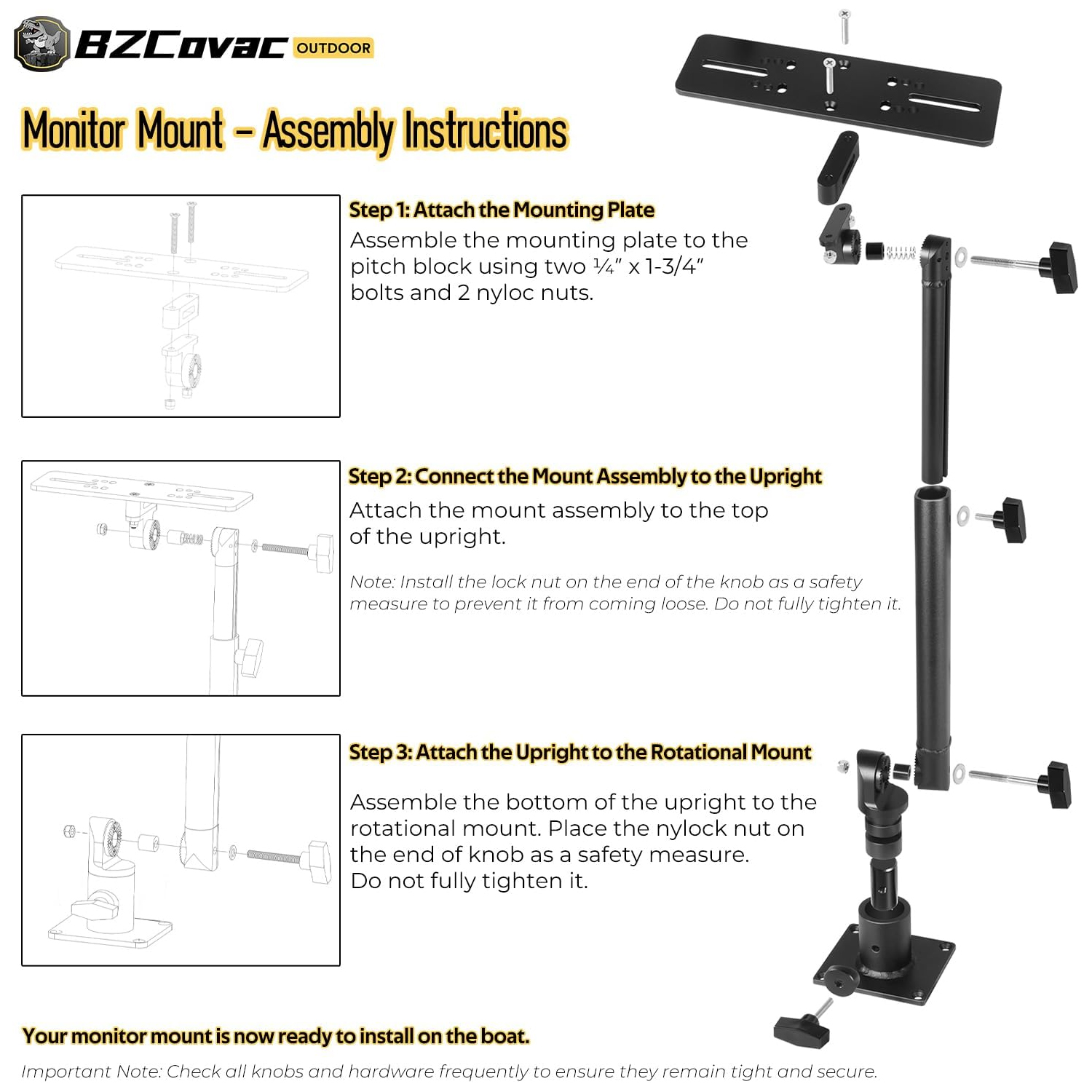 Marine Anodized Aluminum Monit - Fish Finder Mount recensie en prijs